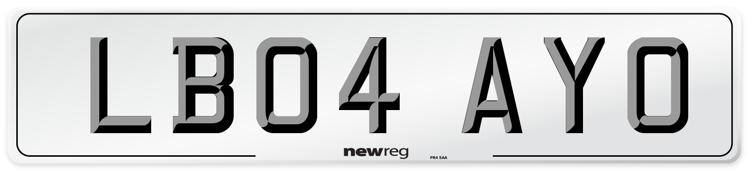 LB04 AYO Number Plate from New Reg